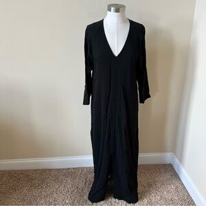 James Perse long sleeve black v-neck dress 13494
